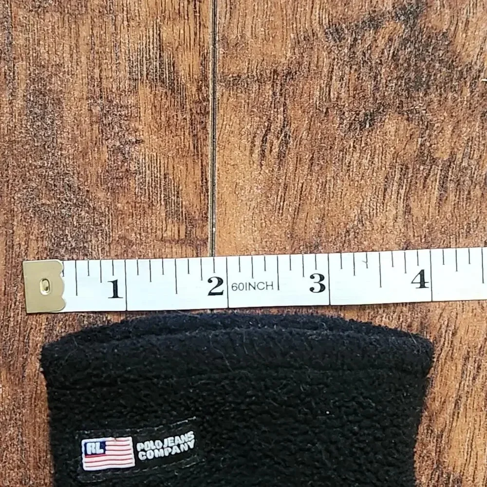 Vintage Polo Ralph Lauren Fleece Gloves Womens Size M Black Retro 90s